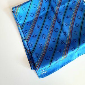 100% silk blue long scarf